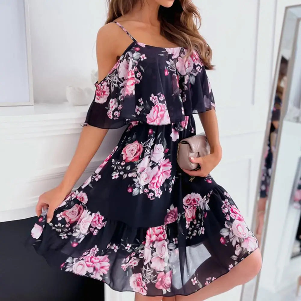 Zomerjurk Ruffles Vrouwen Jurk Zomer Bloemenprint