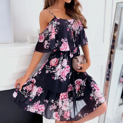 Zomerjurk Ruffles Vrouwen Jurk Zomer Bloemenprint
