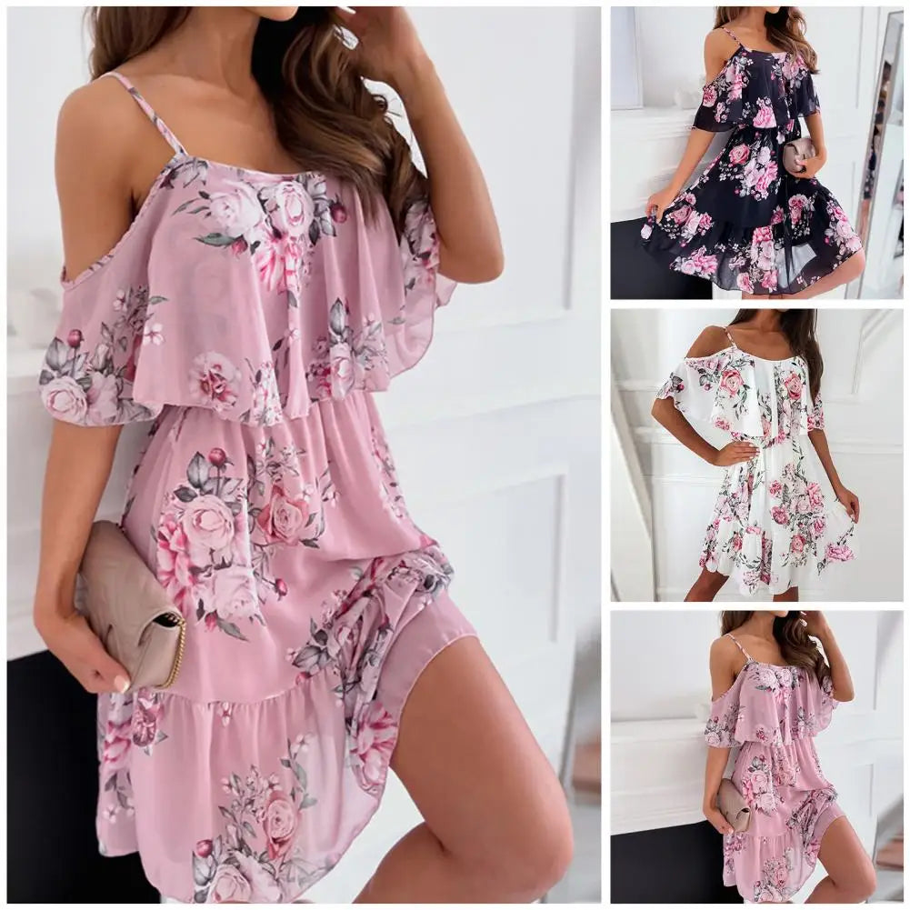 Zomerjurk Ruffles Vrouwen Jurk Zomer Bloemenprint