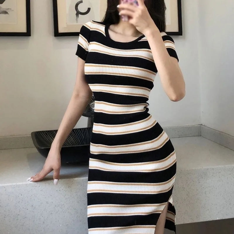Damesjurk Hemelstreep Chic Stijl Jurk voor Vrouw