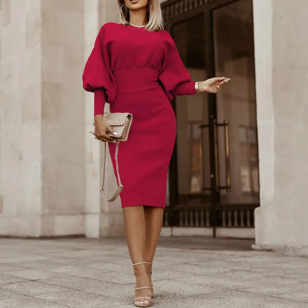 Dames Jurk Midi Lantaarnmouw Florentine Stof Elegant - StudioMarella