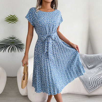 Vrouwenjurk Bloemenprint Korte Mouwen Zomerjurk
