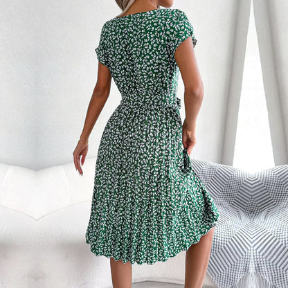 Vrouwenjurk Bloemenprint Korte Mouwen Zomerjurk