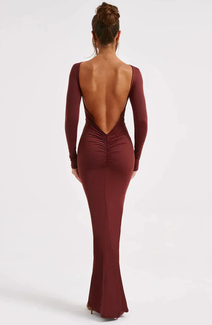 Dames Maxi Gala Jurk met open rug - Jara