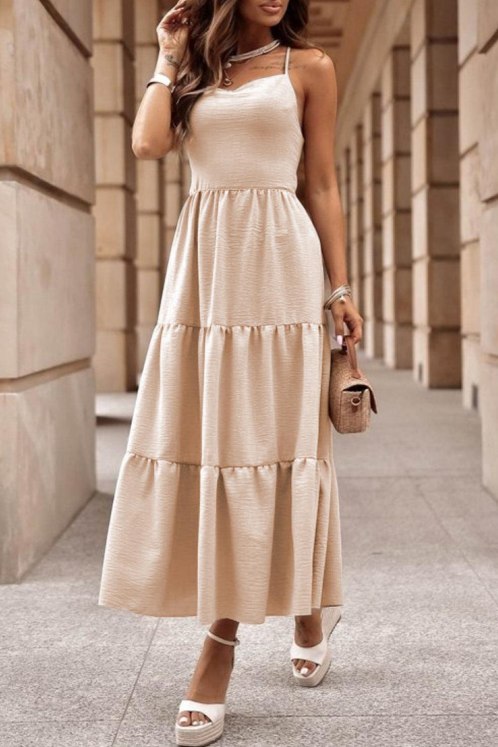 Dames Zomerjurk Maxi Jurk met Gekruiste Bandjes - StudioMarella