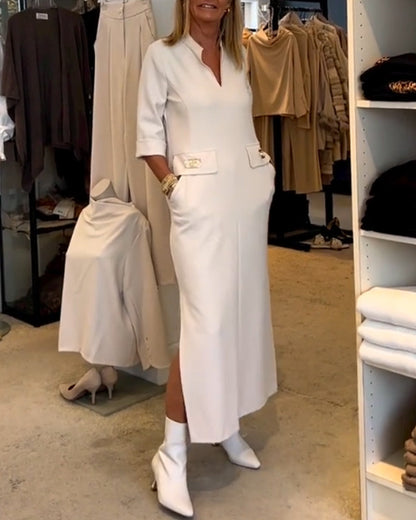 Dames Maxijurk Zomer met Zakken Leerlook Stijl - StudioMarella
