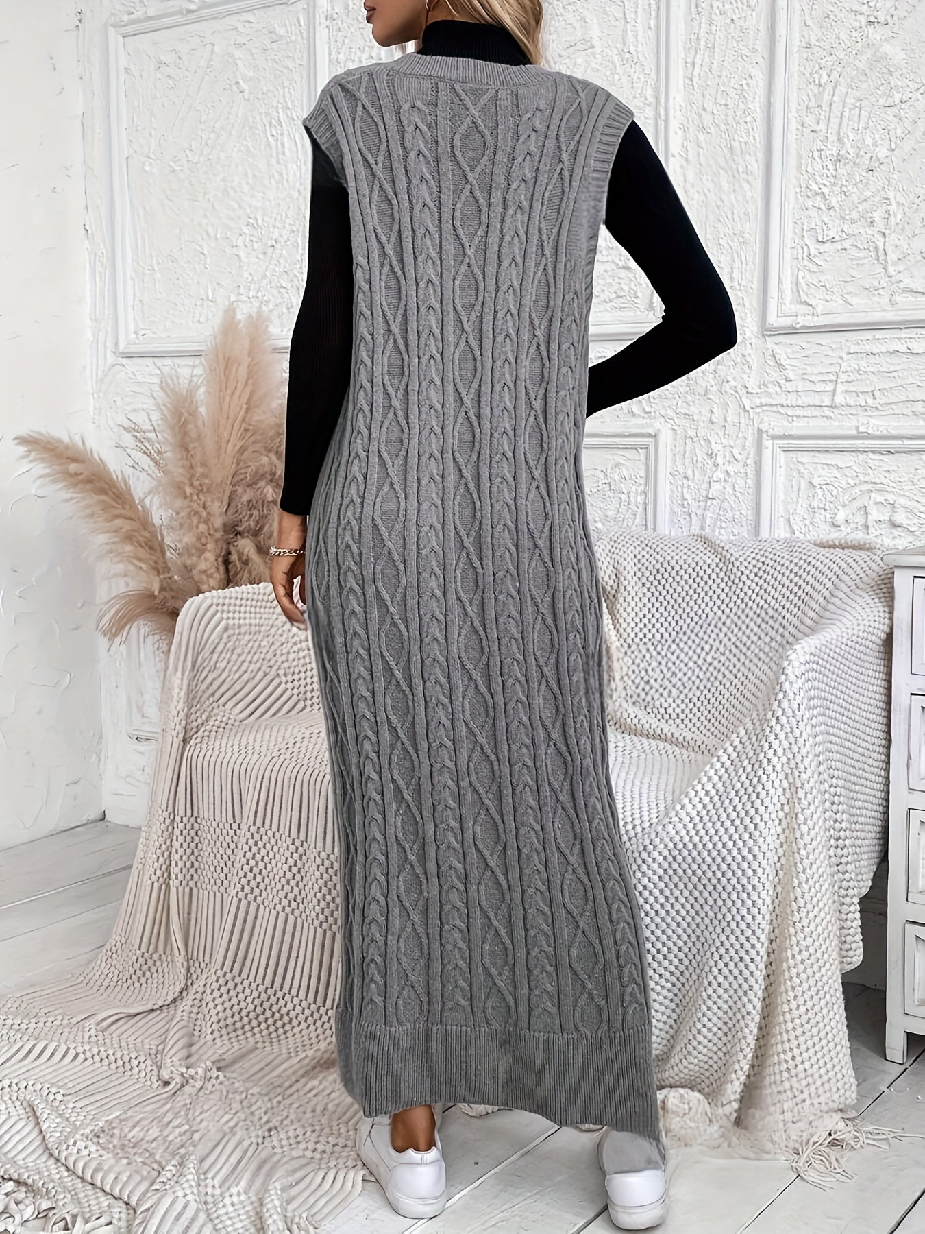 Dames Maxi jurk met kabelpatroon - Evelien