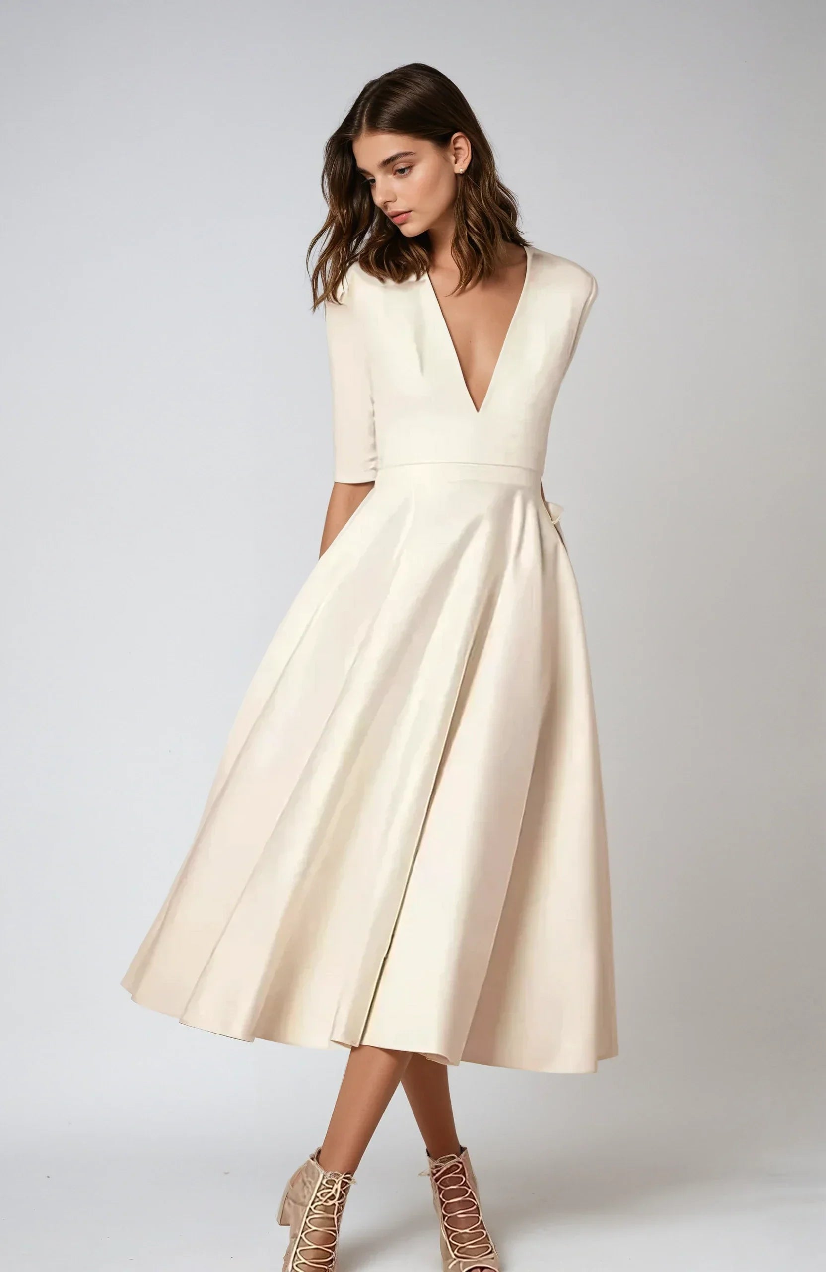 Dames Midi Jurk met V Hals Cocktailjurk Cecelia - StudioMarella