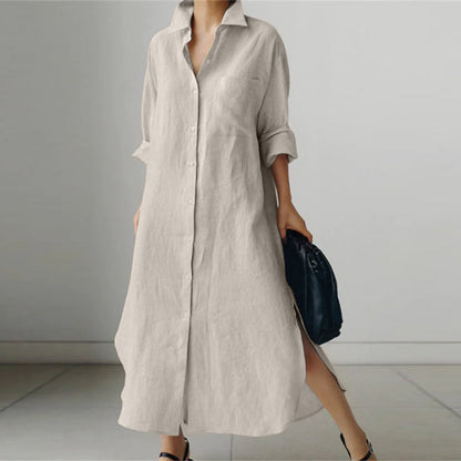 Dames Zomerjurk Midi Knoopsluiting Jurk voor Vrouw