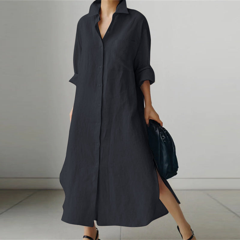 Dames Zomerjurk Midi Knoopsluiting Jurk voor Vrouw