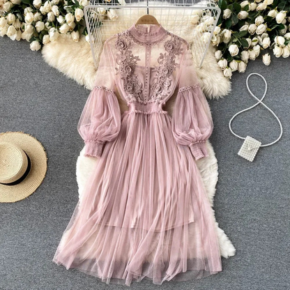Dames Midi zomerjurk met bloemen en kant - Flora