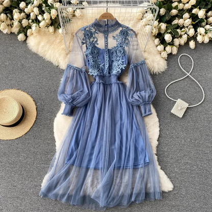 Dames Midi zomerjurk met bloemen en kant - Flora