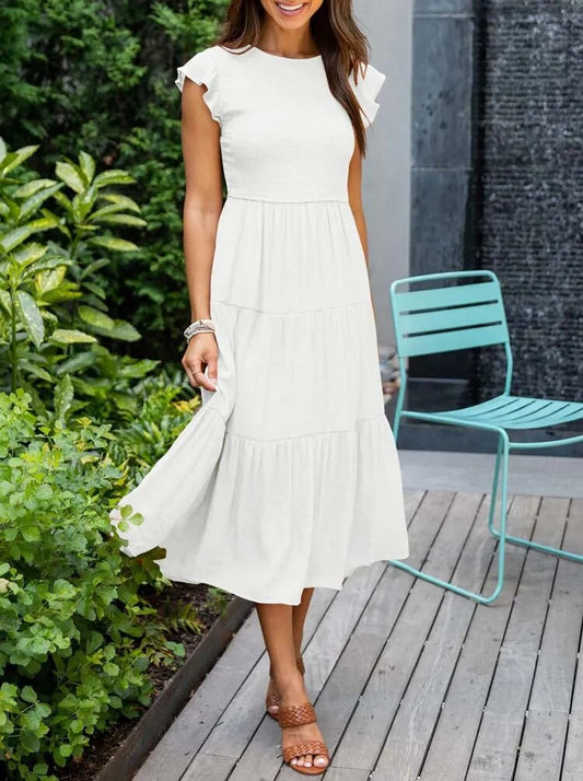Dames Zomerjurk Midi Vlindermouwen Jurk voor Vrouw Zomerkleding - StudioMarella