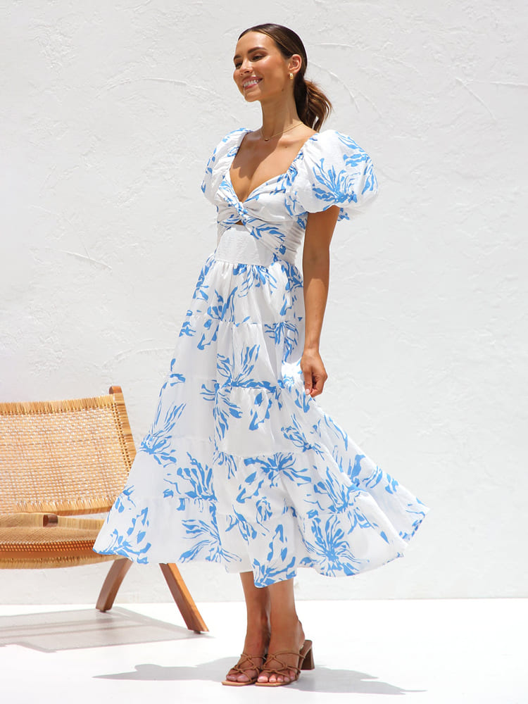 Dames Zomerjurk Midi Bloemenprint Jurk - StudioMarella