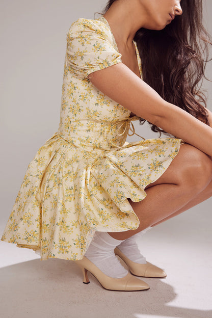 Dames Mini Zomerjurk met Diepe V hals - Flora