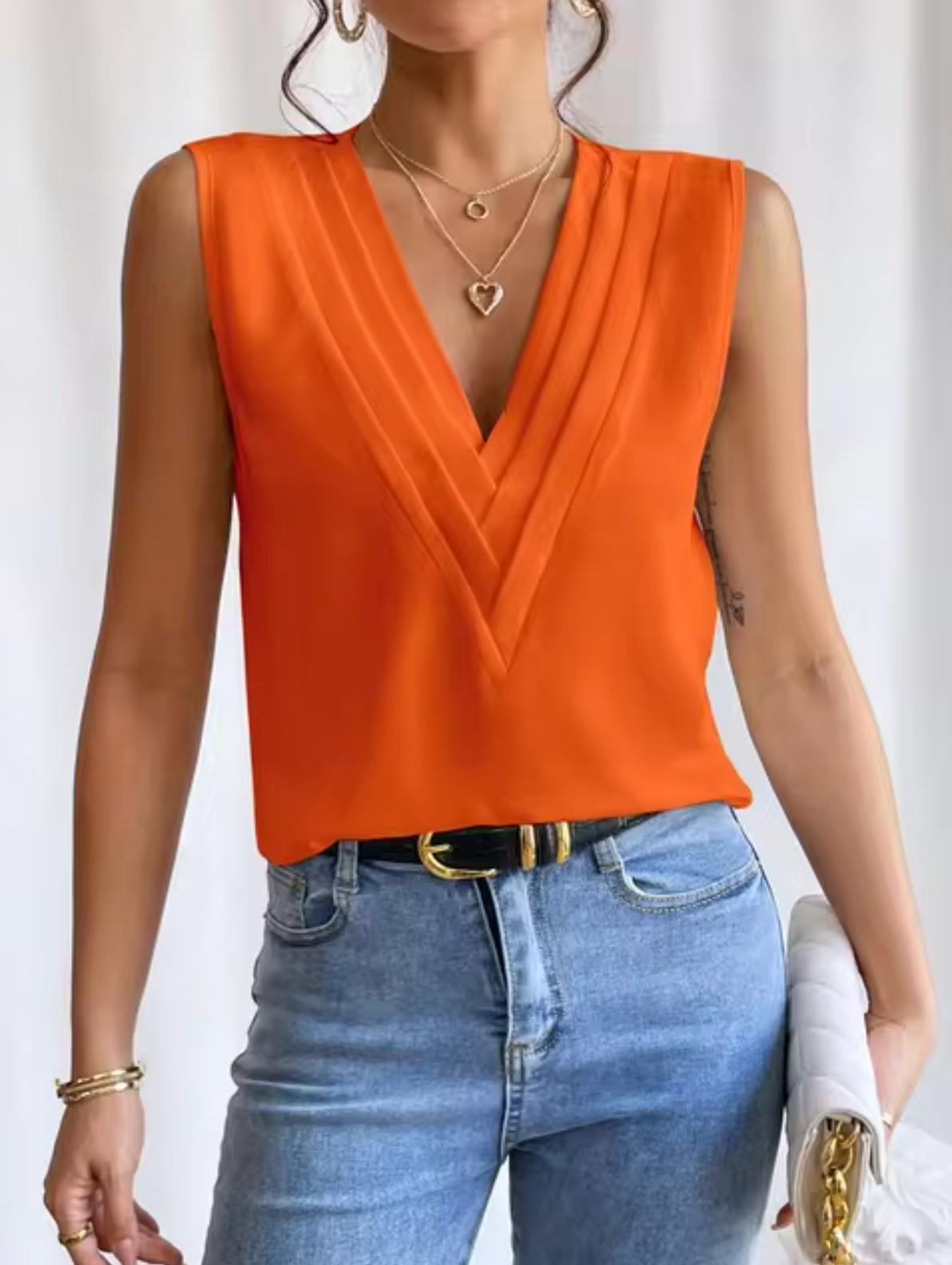 Dames Mouwloze V-Hals Top - Violetta