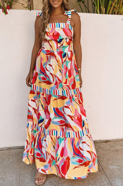 Dames Multicolored Maxi Zomerjurk - Vergie