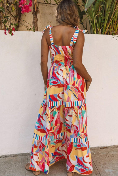Dames Multicolored Maxi Zomerjurk - Vergie