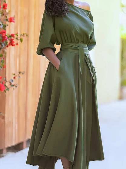 Dames Avondjurk Off Shoulder Lange Midi Jurk Gala - StudioMarella