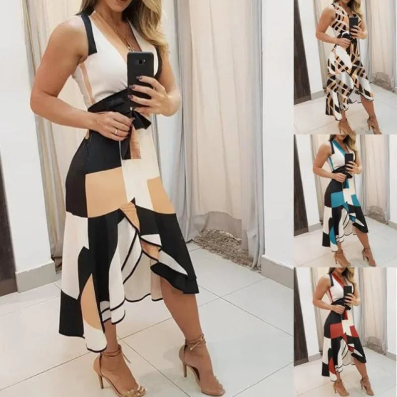 Elegante Mouwloze Jurk voor Dames Zomerjurk Glamour