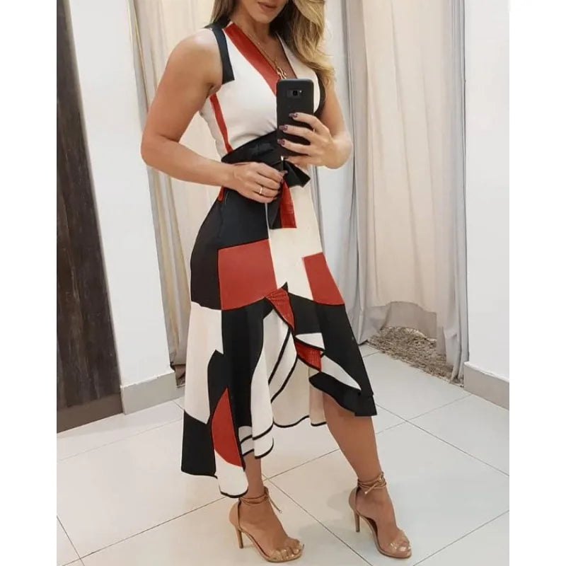 Elegante Mouwloze Jurk voor Dames Zomerjurk Glamour