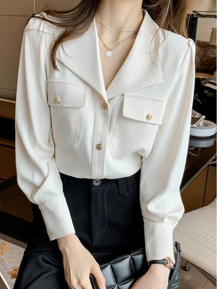 Witte Formele Blouse voor Vrouw Elegante Stijl
