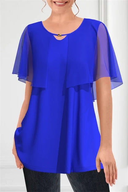 Blauwe Zomertop met Chique Design