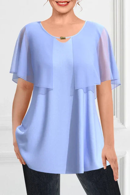 Blauwe Zomertop met Chique Design