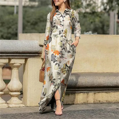 Lange Katoenen Jurk Bloemenprint Zomerjurk Vrouw