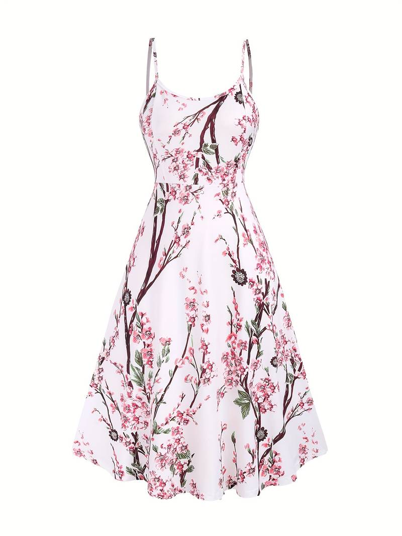 Zomerjurk Midi voor Vrouw met Sakura Print