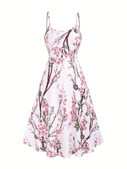 Zomerjurk Midi voor Vrouw met Sakura Print