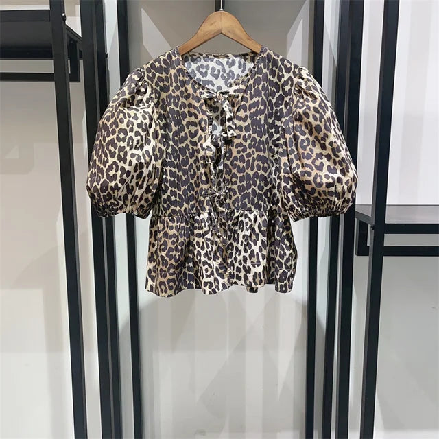 Vrouwelijke Blouse met Bloemenprint en Strik Detail
