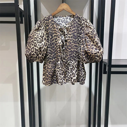 Vrouwelijke Blouse met Bloemenprint en Strik Detail