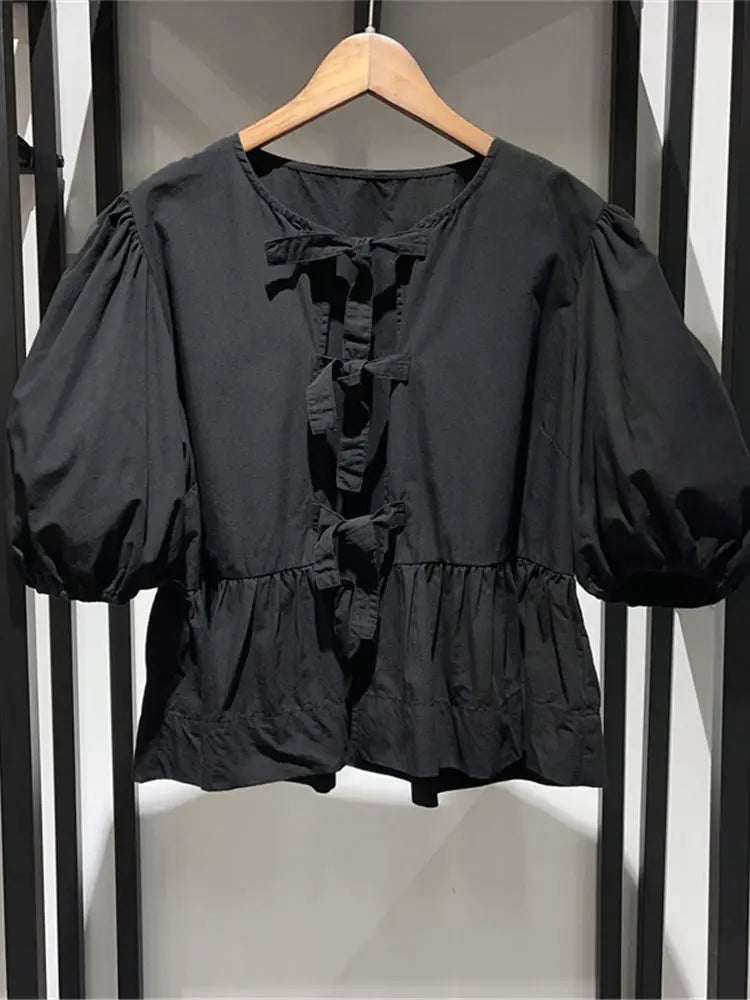 Vrouwelijke Blouse met Bloemenprint en Strik Detail