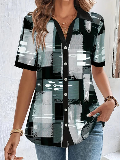 Vrouwelijke Blouse met Geometrische Print voor Lente