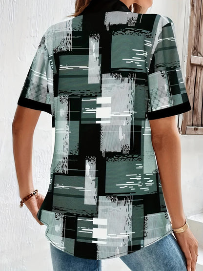 Vrouwelijke Blouse met Geometrische Print voor Lente