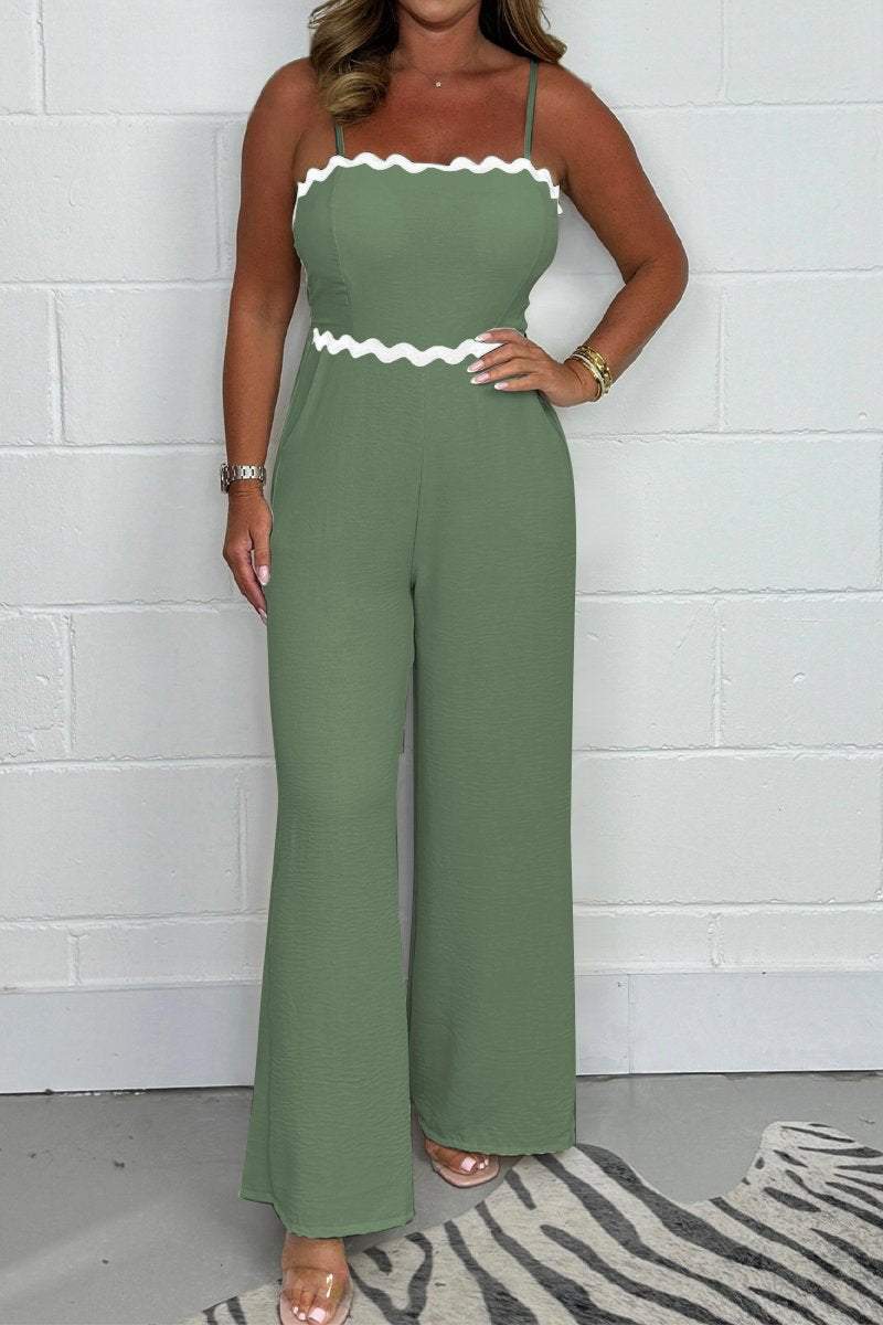 Dames Spaghetti bandjes met wijde pijpen jumpsuit- Lorina