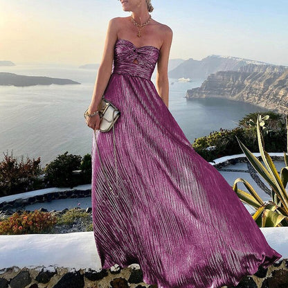 Avondjurk Dames Strapless Maxi Jurk Feestelijke Stijl