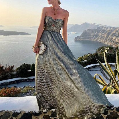 Avondjurk Dames Strapless Maxi Jurk Feestelijke Stijl
