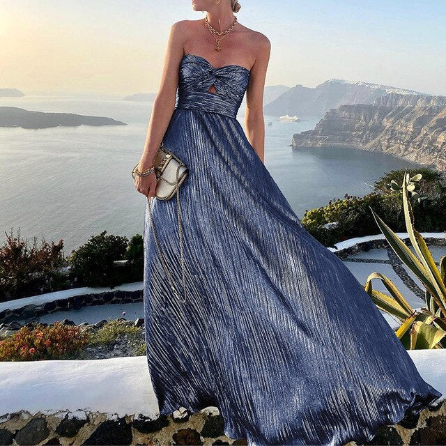 Avondjurk Dames Strapless Maxi Jurk Feestelijke Stijl