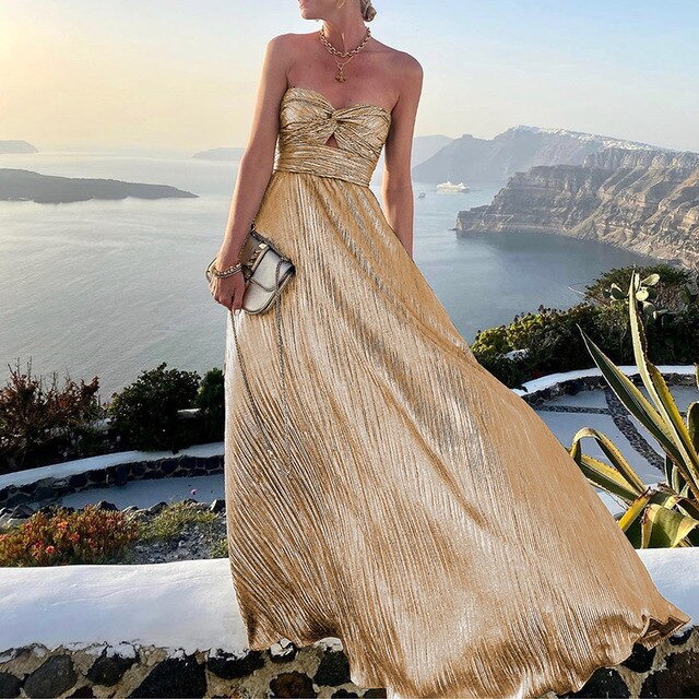 Avondjurk Dames Strapless Maxi Jurk Feestelijke Stijl