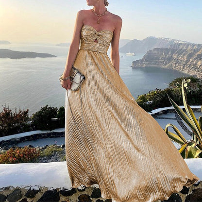 Avondjurk Dames Strapless Maxi Jurk Feestelijke Stijl