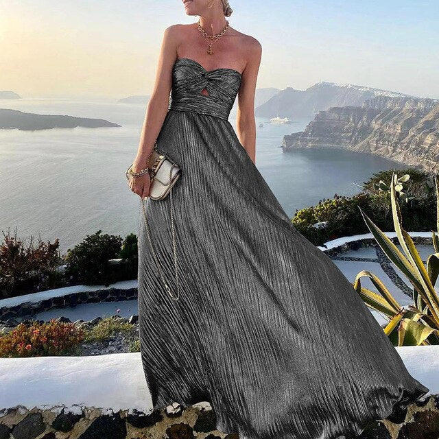Avondjurk Dames Strapless Maxi Jurk Feestelijke Stijl