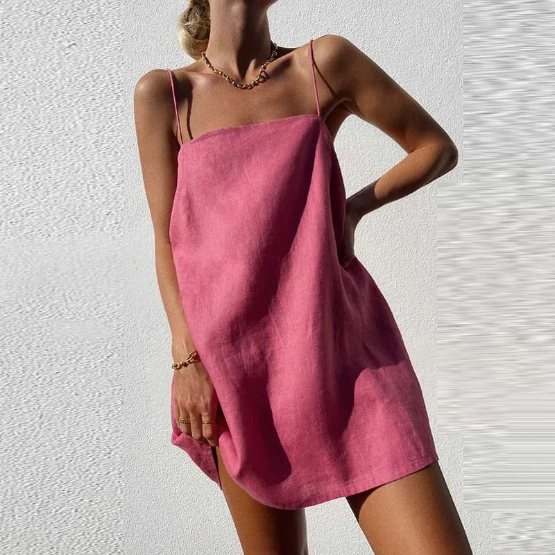 Dames Strappy Mini Zomerjurk - Arvella