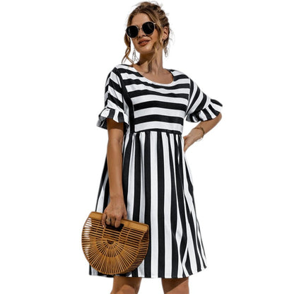 Dames Jurk Minirok Streepjes Casual Kleding - StudioMarella
