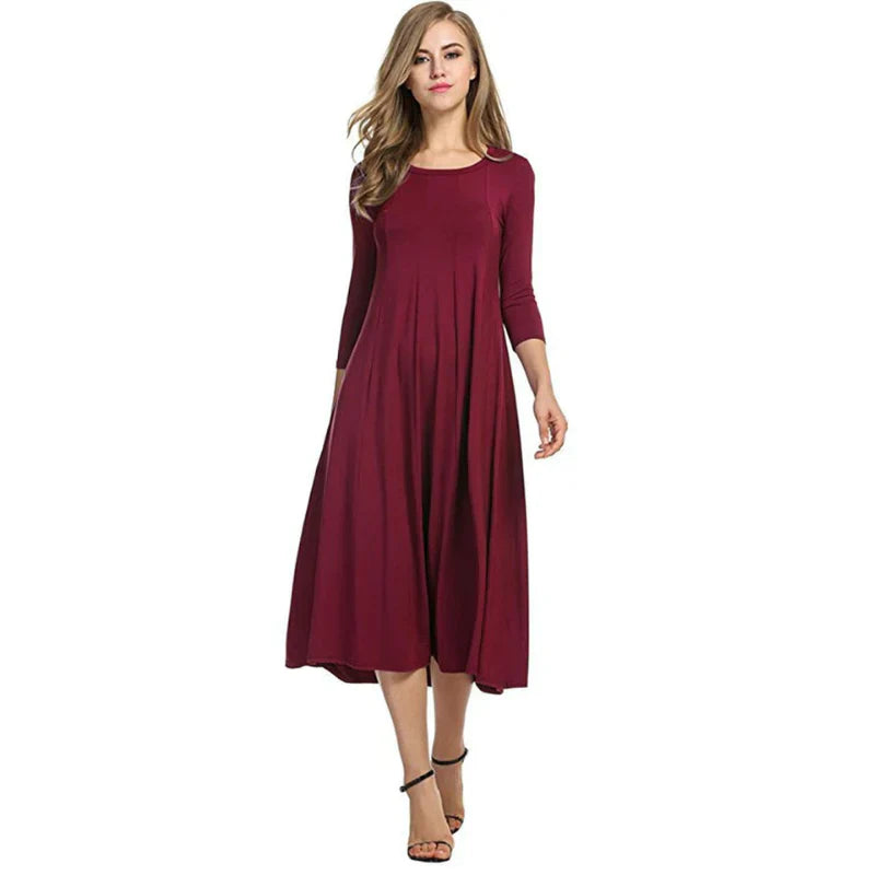 Dames Zomerjurk Midi met Driekwart Mouw voor Zomerse Dagen - StudioMarella
