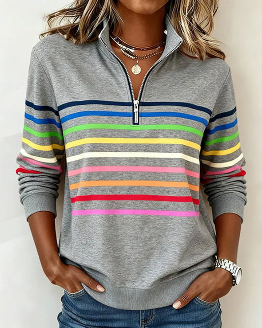 Dames Sweatshirt Warm Halfzip Hoge Kraag Zacht - StudioMarella
