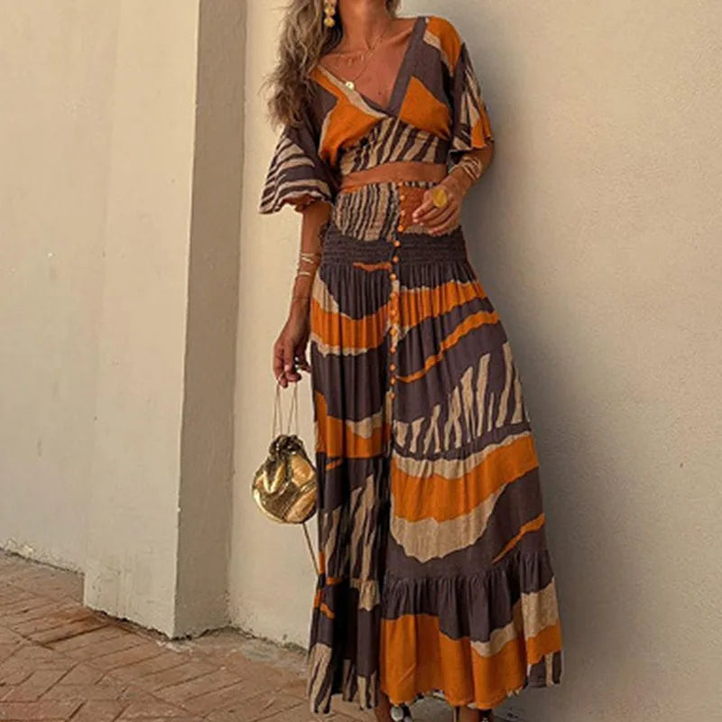 V-Hals Set Zomerjurk Bohemien Stijl - StudioMarella