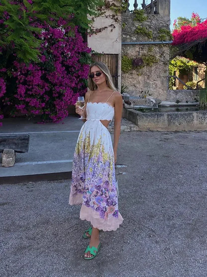 Bloemenprint Midi-Jurk Zomerjurk Vrouwelijke Stijl