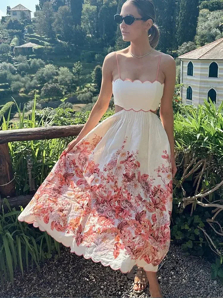 Bloemenprint Midi-Jurk Zomerjurk Vrouwelijke Stijl